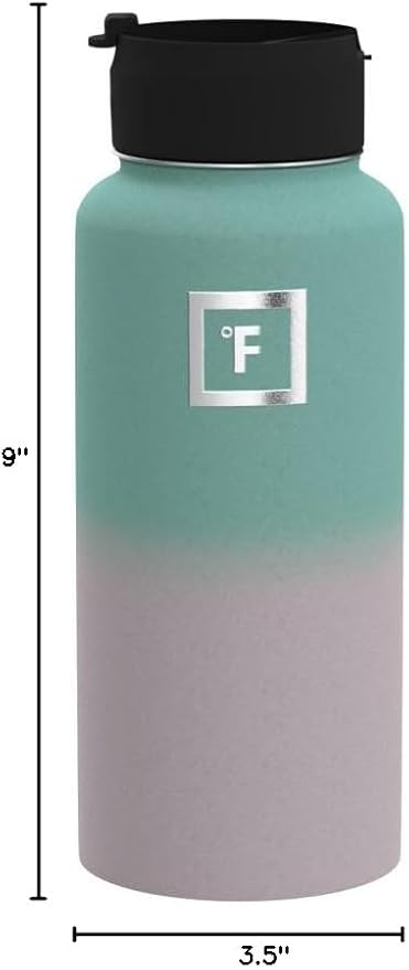 IRON °FLASK Camping & Hiking Hydration Flask with 3 Lids - Stainless Steel, Double Walled & Vacuum Insulated Water Bottle - Leak Proof & BPA Free 32 Oz