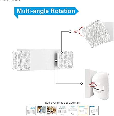 1 Pack LED Emergency Lighting Fixture with 2 LED Heads-Hardwired Adjustable White Commercial Emergency Lights with Battery Backup for Power Failure