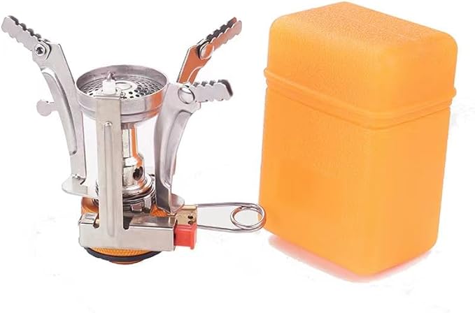 Backpacking Stove Portable Camping Stove Hiking Stove Backpack Stove With Piezoignition Support Wind-Resistance For Outdoor cooking tongs (ORANGE)
