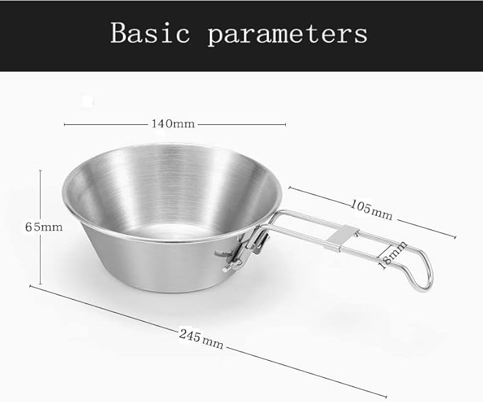 Camp Bowl Travel Sierra Cup Camping Tableware Equipment Set Backpacking 304 Stainless Steel Carry Fold Sturdy Measuring 500ml 2pcs + Canvas Bag