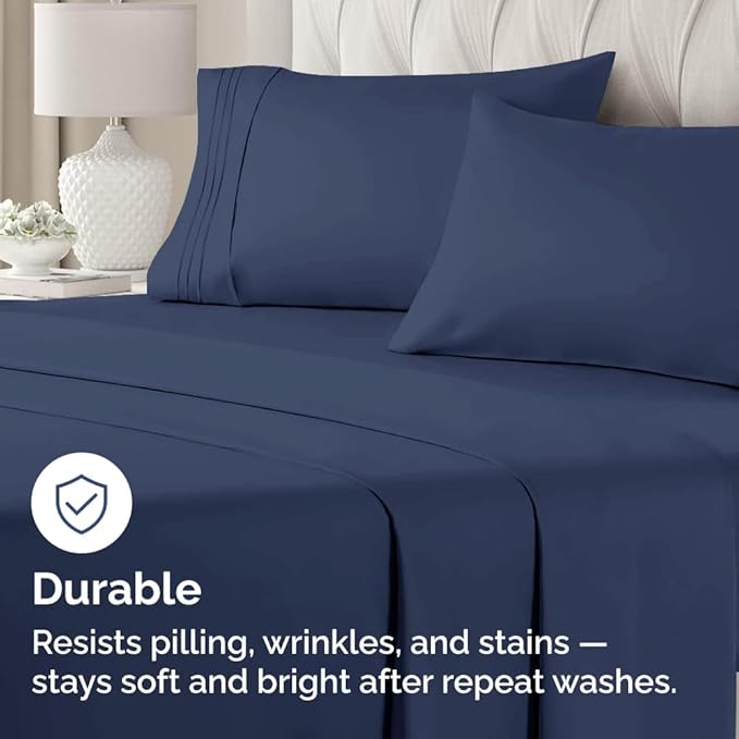 Pillowcases - Ultra Soft Hotel Quality Pillowcase Covers - Comfy, Cozy & Wrinkle Free - Shrinkage and Fade Resistant - Machine Washable Pillow Protectors - (King, Navy Blue, 4 Piece Set)
