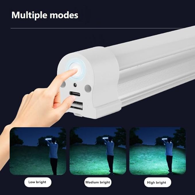 LED Tube Magnetic Work Lights 6000mAh,5 Lighting Options, Camping Lantern USB Rechargeable Portable Battery Powered Lights with 2 Magnets,for Hiking,Home,Outdoor Night Fishing (LLQ120)