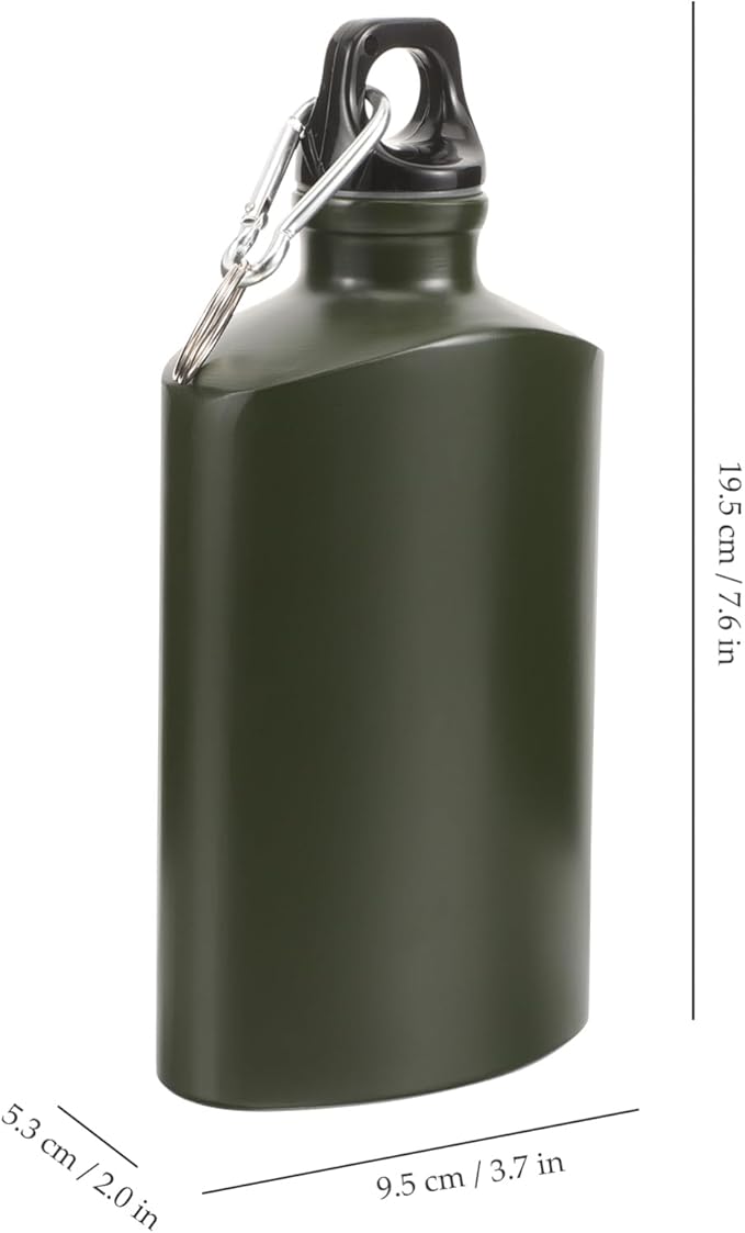 balacoo Camping Canteen, Portable Aluminum Army Water Bottle, Flat Design, 500ml, Ideal for Hiking, Camping, and Outdoor Activities (Random Color)