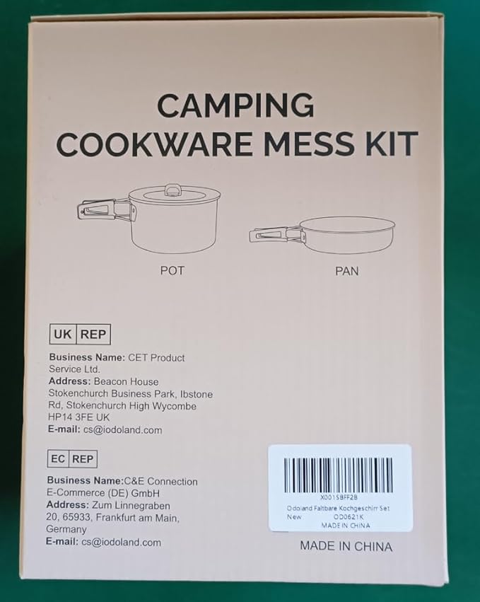 Odoland 15pcs Camping Cookware Non-Stick Lightweight Camping Pots and Pans Set with Plastic Plates Bowls Soup Spoon for Camping, Backpacking, Outdoor Cooking and Picnic