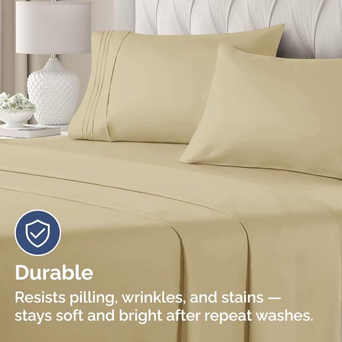 King Pillow Cases Set of 2 - Ultra Soft Hotel Quality Pillowcase Covers - Luxury Comfy Cozy Bedding for Women, Men, Kids & Teens - Machine Washable Pillow Protectors - 2 Pieces Set - King Size Beige