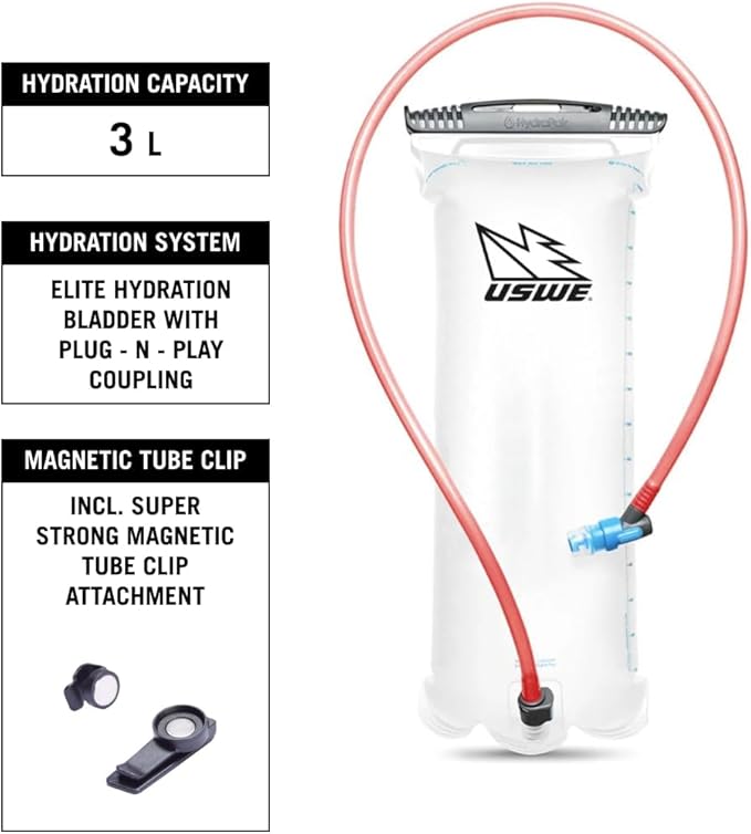USWE MTB Hydro Hydration Pack with Hydration Bladder - Hydration Backpack for Cycling, Mountain Biking, E-MTB and Gravel Riding, Backpack with Water Bladder