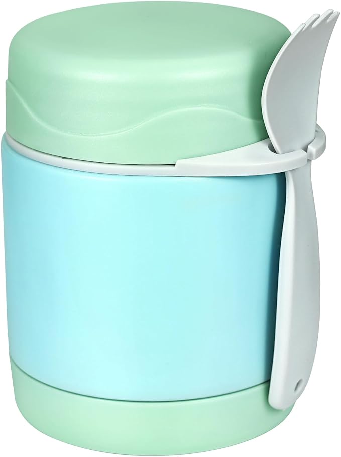 Pawtong10oz Soup Thermo for Hot Food Kids Insulated Food Jar,Thermo Hot Food Lunch Container, Width Mouth Stainless Steel Lunch Box for Kids with Spoon (Mint)