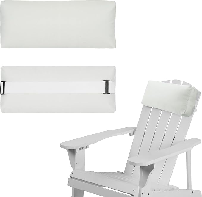 Chaise Lounge Head Pillow, 2 Pack Outdoor Lounge Chair Pillows with Adjustable Strap Longue Head Pillow Headrest Pillows for Patio Backyard Beach Pool Garden Recliner(Beige)