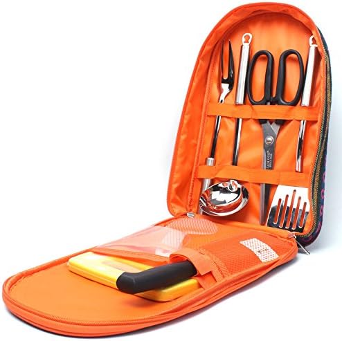 NatSumeBasics Camping Travel Cooking Utensils Organizer Travel Bag Portable Pouch for BBQ Camp Cookware Kitchen Kit