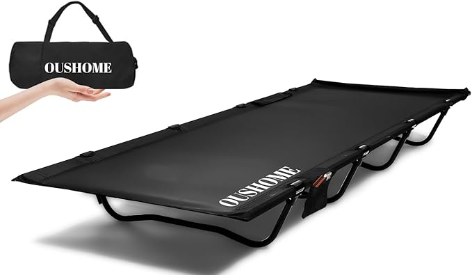 Camping Cot, Ultralight Folding Backpacking Cot, Max Supports 352lbs, Portable Camping cots for Adults, Camping Bed for Camping, Outdoor Travel, Hiking, Home, Mountaineering (Black)
