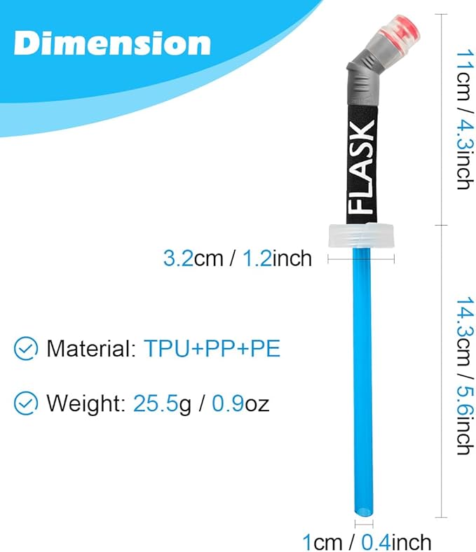 WILDREEDS Replacement Straw for Soft Flask Running Water Bottles for Hiking Cycling (Grey)