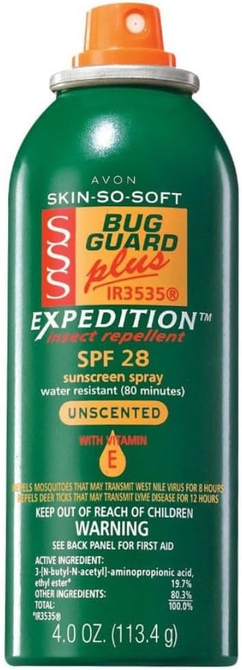Skin So Soft Bug Guard Plus IR3535® Expedition™ Aerosol Spray – Insect Repellent & SPF 28 Sunscreen, DEET-Free, Unscented, 8-Hour Mosquito Protection, Repels Deer Ticks, Gnats, No-Seeums & Black Flies
