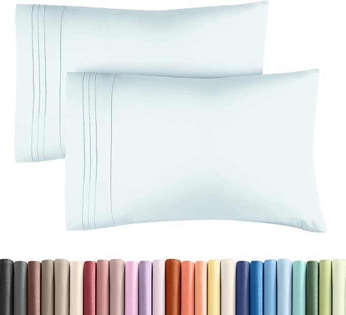 Standard Pillow Cases Set of 2 - Ultra Soft Hotel Quality Pillowcase Covers - Comfy Bedding for Women, Men, Kids and Teens - Machine Washable Pillow Protectors - 2 Piece Set - Standard Size Ice Blue