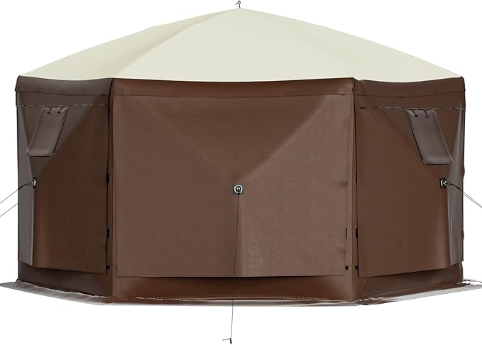 VEVOR Pop Up Gazebo Screen Tent, Pop-Up Instant Gazebo Tents with Mosquito Netting Outdoor Canopy, 6 Sided Sun Shelter 10x10ft with 6 Removable Wind Cloths & 2 Mesh Windows, Pavilion Tent for Patio