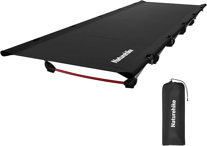 Naturehike GreenWild Camping Cot, Ultralight Folding Backpacking Cot, Supports 330lbs, Portable Camping Bed for Adults for Camping Hiking Travel Home, Black