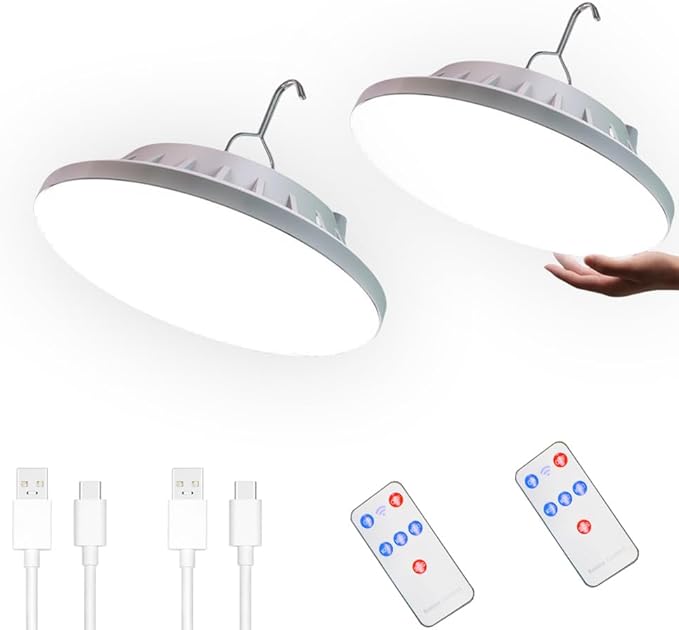 Solar Camping Lamp 120 LED Tent Lights 4500mah Remote Control 5 Mode USB Battery Rechargeable Portable Lantern Hanging Waterproof for Indoor Home Outdoor Emergency Hurricane 2 Pack