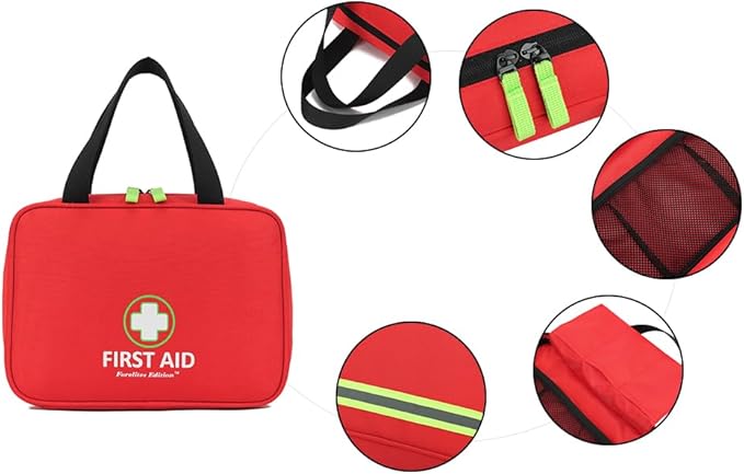 Handy First Aid Bag Empty (Bag Only), First Aid Kit Portable For Home, Office, Vehicle, Emergency Kit For Your Next Adventure, First Aid Supplies Organizer Bag For Camping, Travel, Sports, Red Pouch