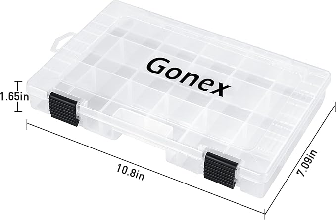Gonex Fishing Tackle Boxes, 3600 3700 Tackle Trays with Adjustable Dividers, Clear Plastic Tackle Box Organizer Storage for Fishing Lure Bait Hook Jewelry Craft Beads Earring Container, 3 or 4 Packs