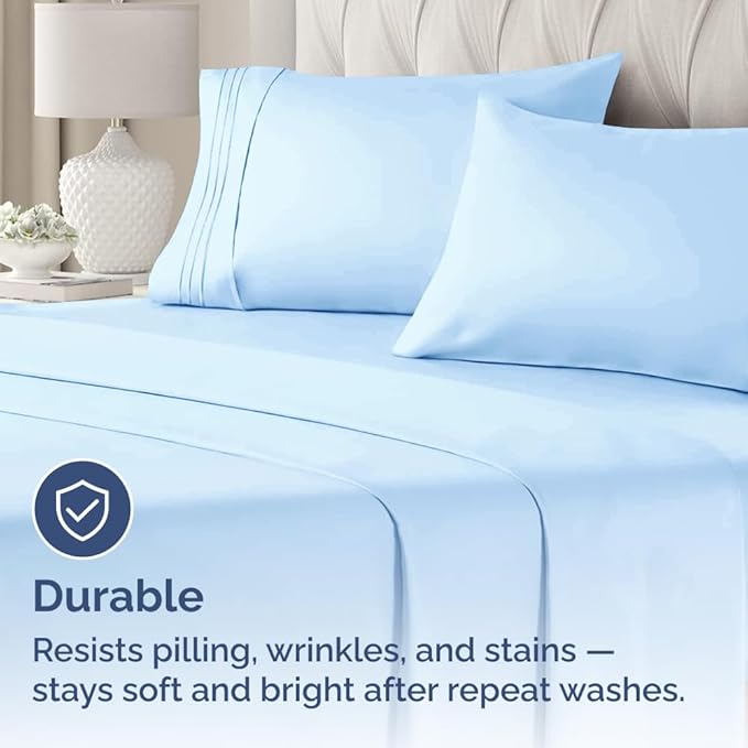 King Standard Pillow Cases Set of 2 - Soft Hotel Quality Pillowcase Covers - Comfy Bedding for Women, Men, Kids & Teens - Machine Washable Pillow Protectors - 2 Piece Set - King Standard Light Blue