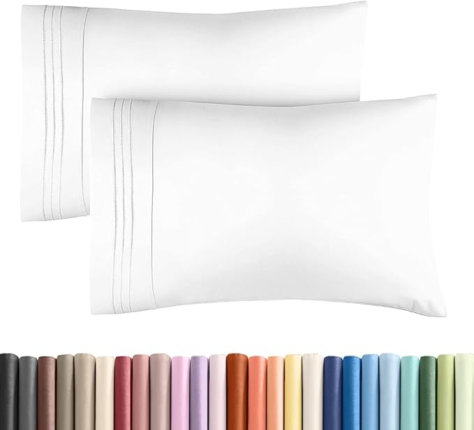King Standard Pillow Cases Set of 2 - Soft Hotel Quality Pillowcase Covers - Comfy Bedding for Women, Men, Kids & Teens - Machine Washable Pillow Protectors - 2 Piece Set - King Standard Size White