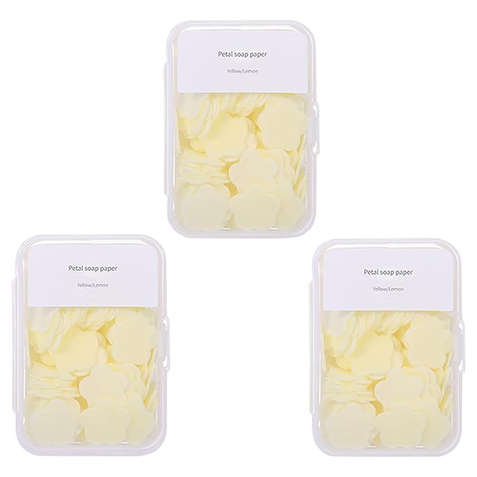 300pcs Portable Hand Washing Soap Sheets, Scented Mini Soap Sheets, Disposable Soluble Soap for Outdoor Travel, Camping, Hiking (Yellow)