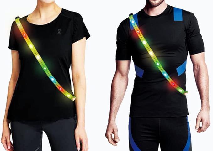 Running Lights for Runners Light Up Vest for Night Walking Neon Vest Shoulder Light Led Belt for Night Safety Wearable Led Lights Reflective Sash