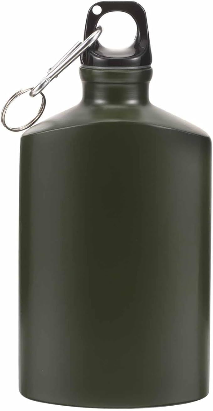 balacoo Camping Canteen, Portable Aluminum Army Water Bottle, Flat Design, 500ml, Ideal for Hiking, Camping, and Outdoor Activities (Random Color)