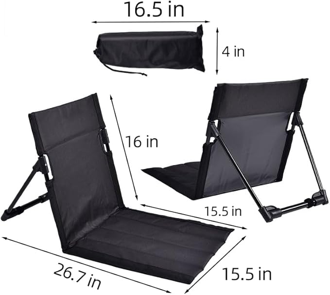 Outdoor Camping Backrest,Lightweight Foldable Chair,Park Leisure backrest,Beach Portable Single Lazy Chair,Aluminum Lazy Comfortable Backrest (Carbon Black)