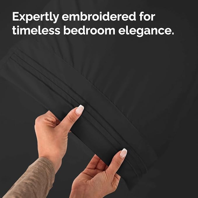 Pillowcases - Ultra Soft Hotel Quality Pillowcase Covers - Comfy, Cozy & Wrinkle Free - Shrinkage and Fade Resistant - Machine Washable Pillow Protectors - (Queen, Black, 4 Piece Set)
