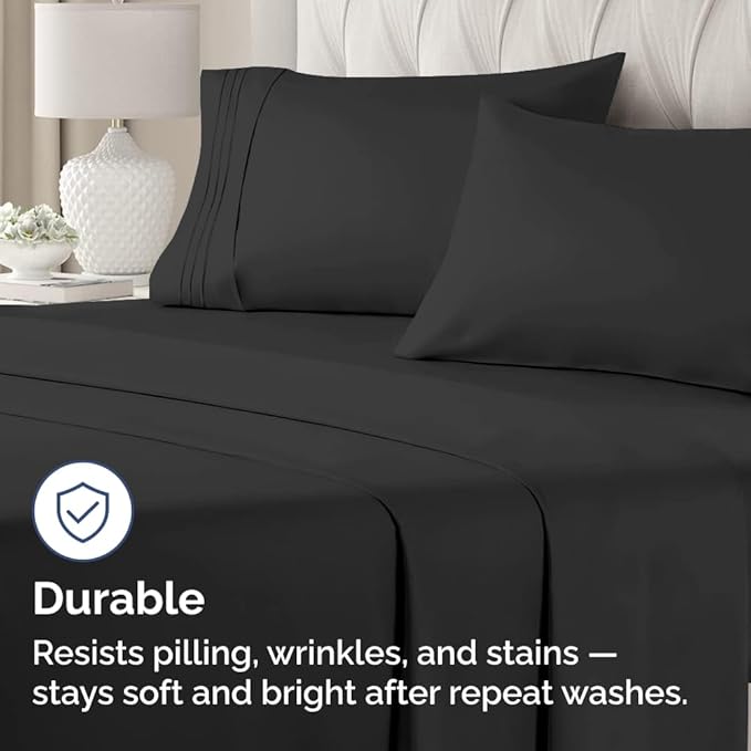 Pillowcases - Ultra Soft Hotel Quality Pillowcase Covers - Comfy, Cozy & Wrinkle Free - Shrinkage and Fade Resistant - Machine Washable Pillow Protectors - (Queen, Black, 4 Piece Set)