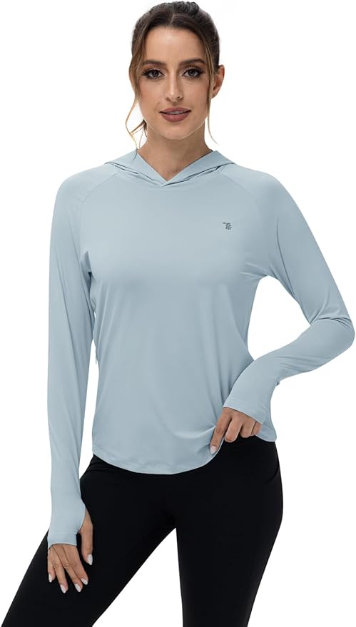 TBMPOY Womens UPF 50+ Sun Protection Hoodie Shirt Long Sleeve Fishing Hiking Outdoor UV Shirt Lightweight