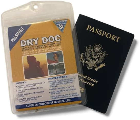 Seattle Sports Co Clear, Waterproof Passport Protector - 5" Tall, 4" Wide, PVC Free, Zip Locking Closure, Puncture Resistant - Waterproof Passport Holder for Travel, Vaccine Card & ID Holder