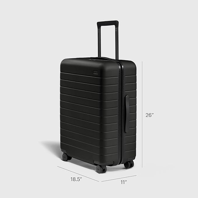 Away Medium Checked Luggage, Lightweight Hard Shell Suitcase with Spinner Wheels, Durable Rolling Luggage, TSA Lock, 26 Inch, Salt White