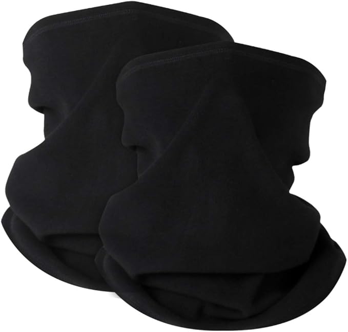 KGC 2 Pack Winter Neck Warmer Gaiter Fleece Windproof Face Mask Cover Cold Weather Scarf for Men & Women