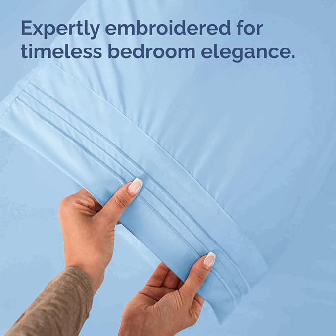 King Standard Pillow Cases Set of 2 - Soft Hotel Quality Pillowcase Covers - Comfy Bedding for Women, Men, Kids & Teens - Machine Washable Pillow Protectors - 2 Piece Set - King Standard Light Blue