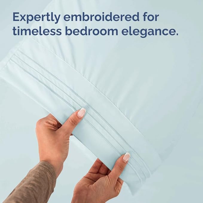 Standard Pillow Cases Set of 2 - Ultra Soft Hotel Quality Pillowcase Covers - Comfy Bedding for Women, Men, Kids and Teens - Machine Washable Pillow Protectors - 2 Piece Set - Standard Size Ice Blue