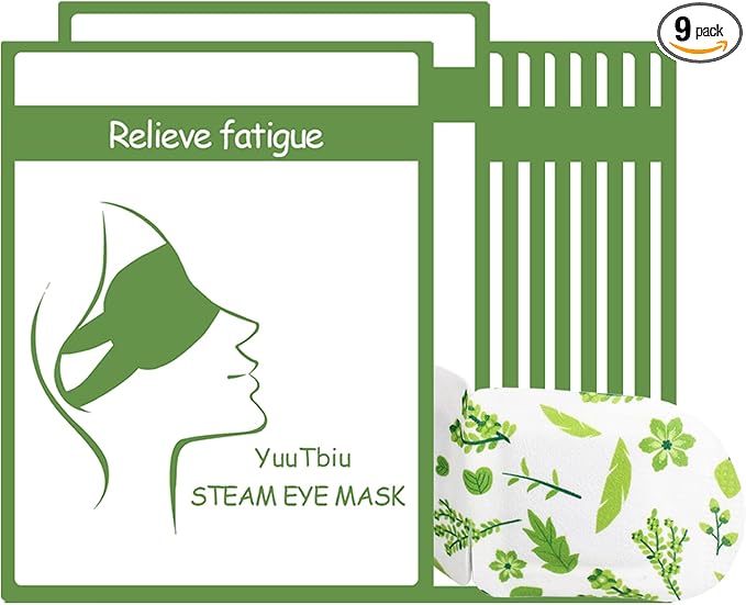 Disposable Steam Eye Mask 9 Pack - Heated Eye Compress for Dry Eyes & Puffiness Relief, Travel Essentials Sleeping Mask for Airplane, Relaxing Gift for Women, Men