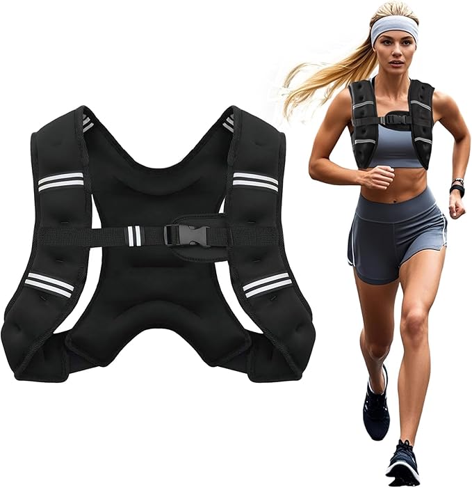 Weighted Vest, 6lb/8lb/12lb/16lb/20lb/25lb/30lb Weight Vest for Men Women, Body Weight Vests Adjustable with Reflective Stripe for Strength Training, Running, Training Workout, Jogging, Walking