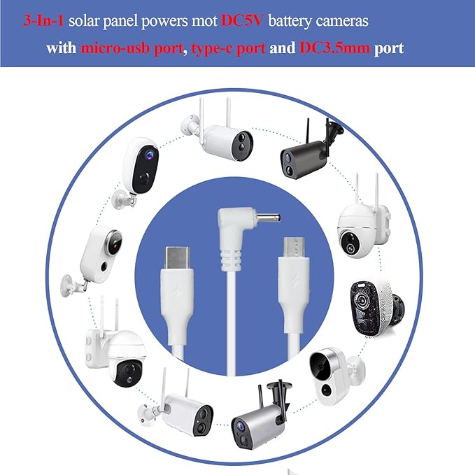 5W Solar Panels for Security Cameras - Compatible with Ring Spotlight Cam(Battery), Ring Stick Up Cam Battery - 9.8 Ft Charging Cable - 2PACK (Not for Spotlight Plus/Pro)