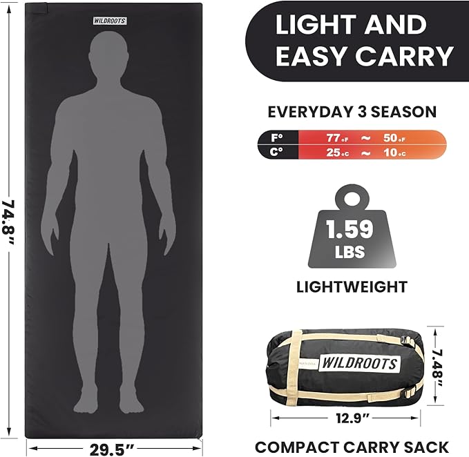 WILDROOTS Outdoor Camping Sleeping Bags for Hiking, Hunting, Travel