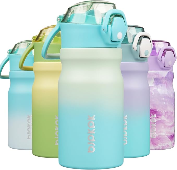 BJPKPK Water Bottle With Straw 14oz Insulated Water Bottles Reusable Stainless Steel Metal Thermo With Leak Proof Lockable Lid And Carry Handle,Mint