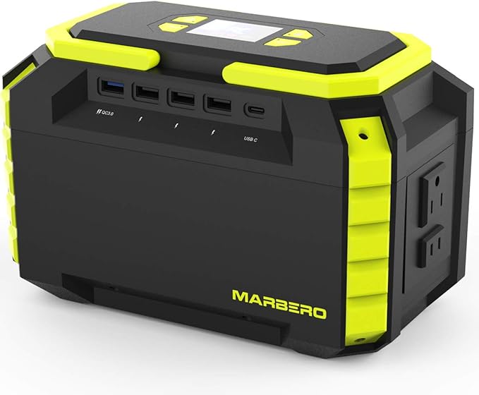 MARBERO 222Wh Portable Power Station 200W Solar Generator 60000mAh Power Bank with AC Outlet 110V 200W DC USB LED Flashlights Lithium Battery Power Supply for CPAP Camping Backup Emergency Home