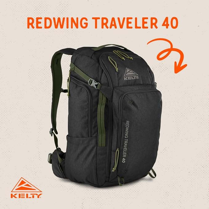 Kelty | Redwing Traveler Backpacks, Travel Pack for Adventure Travel | Burnt Olive & Black
