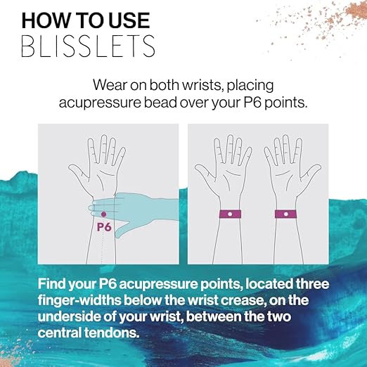 Blisslets Acupressure Relief Band - Edith Duo (Medium) - Motion Sickness Bands and Nausea Relief for Pregnant Women | Travel, Pregnancy, Cruise