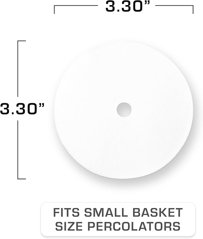 COLETTI Percolator Coffee Filters — Disc Coffee Filters For Percolators – For Classic Enamel Percolator Coffee Pots – Perfectly Tasteless, Mesh Filter [100 pack, Synthetic, 3.3” Small Basket]
