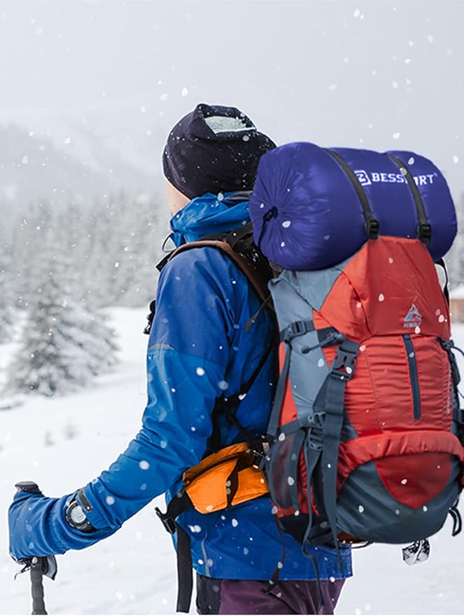 Bessport Mummy Sleeping Bag | 15-45 ℉ Extreme 3-4 Season Sleeping Bag for Adults Cold Weather– Warm and Washable, for Hiking Traveling & Outdoor Activities