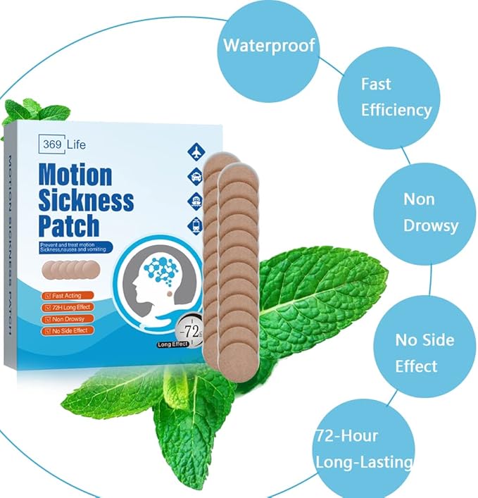 Motion Sickness Patches, Sea Sickness Patch for Cruise - Adults and Kids ((20 Count - Pack of 1))