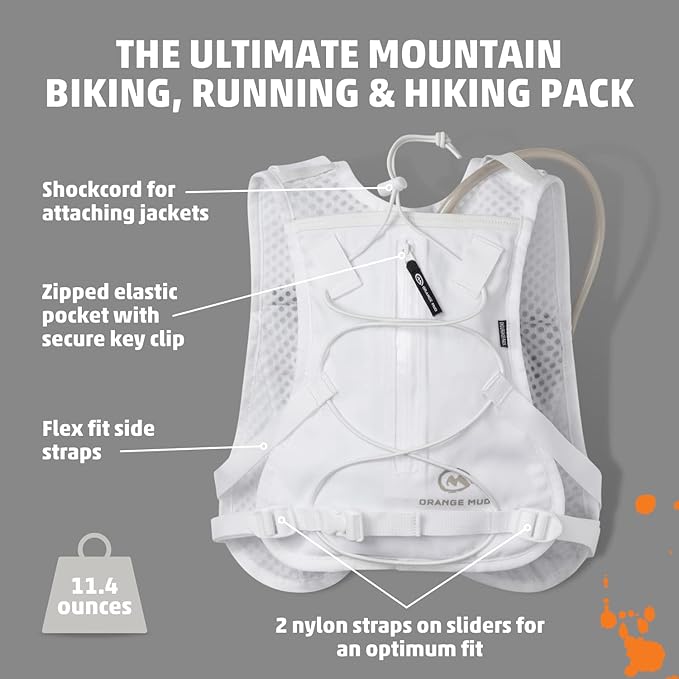 Orange Mud Endurance Pack V3.0 Running Vest – 2L Hydration Backpack for Trail Running, Hiking & Cycling – Lightweight, Breathable Mesh, Gear Pockets, Trekking Pole Loops