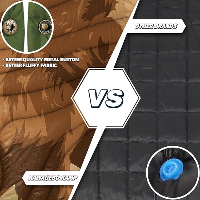 Outdoor Camping Blanket with Sherpa Lining, Extra Warm Thick Camp Blankets and Puffy Ultralight Soft Poncho DWR Camping Quilt for Cold Weather, Adventure, Sleeping, Backpacking 78"x 56"