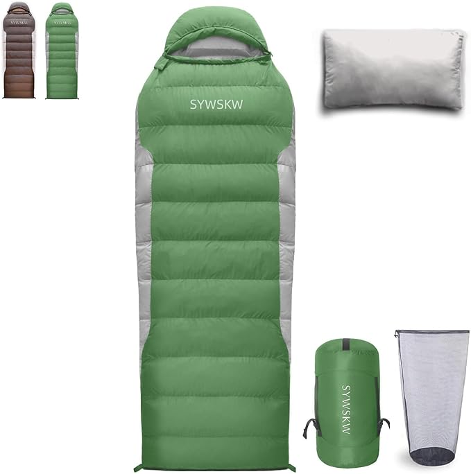 Down Sleeping Bag with Pillow, Ultralight Rectangular Sleeping Bag for Adults, Youth Backpacking,Hiking and Camping Outdoor with YKK Two-Way Zipper 680 FP Down